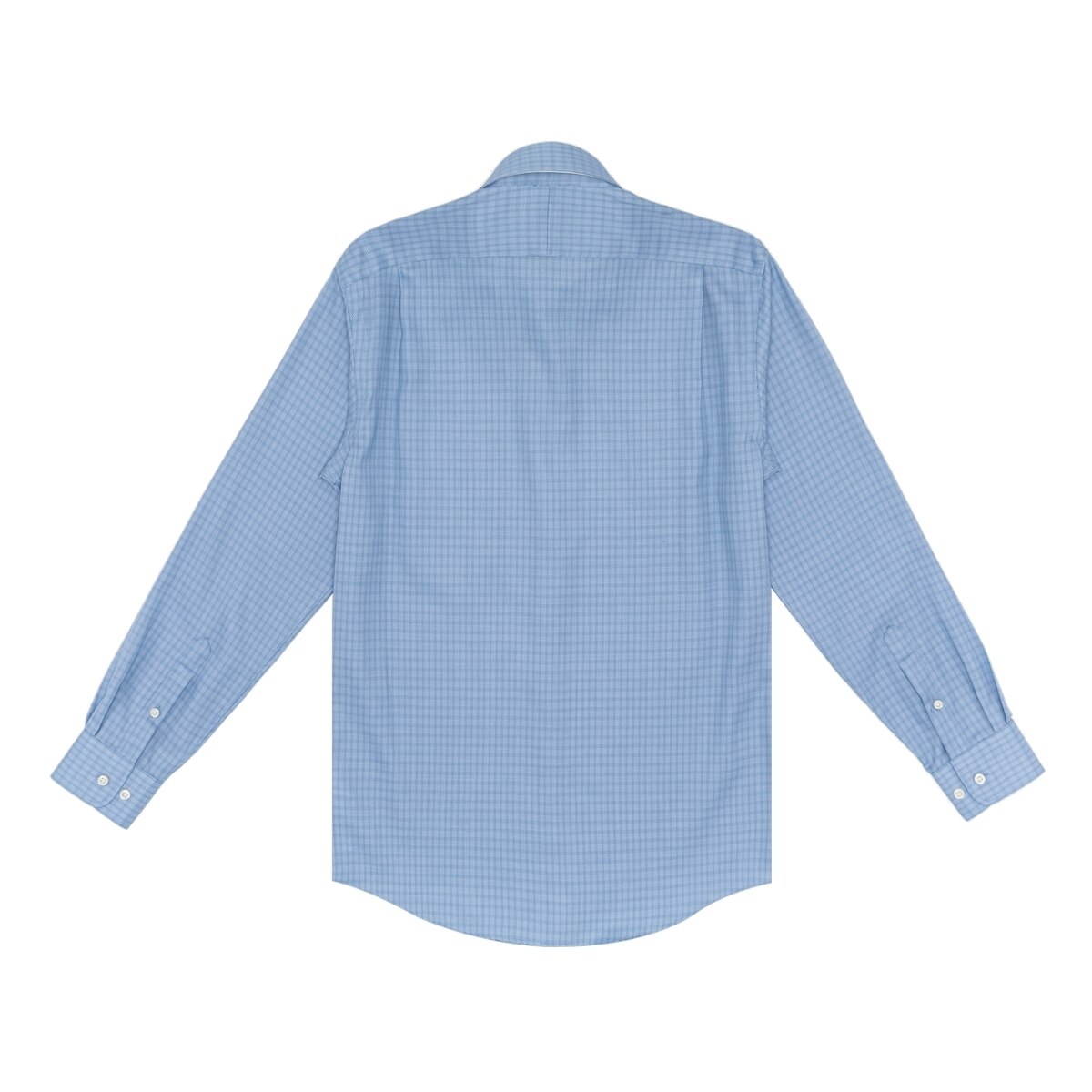 Kirkland Signature 科克蘭 男長袖鈕扣領印花襯衫 藍色格紋 領圍 15.5吋 X 袖長 32/33吋