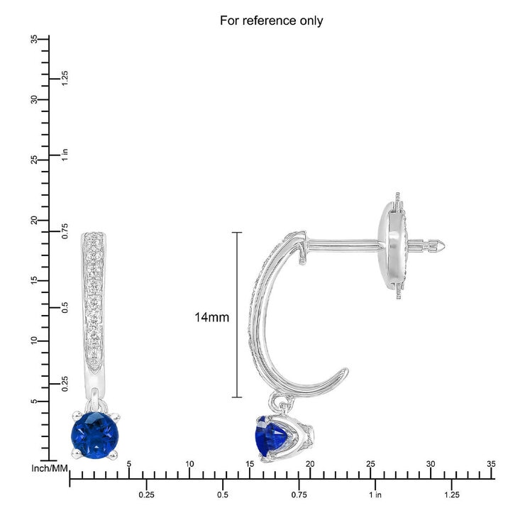 0.09克拉 14K白K金 藍寶石鑽石耳環 VS2/I - 1663555