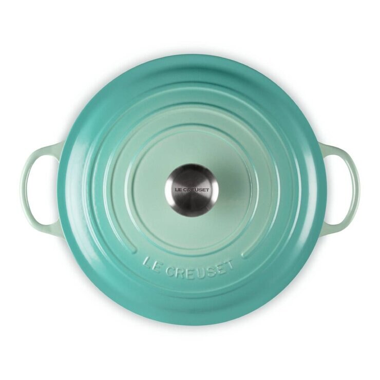 Le Creuset 媽咪鑄鐵鍋 含鋼頭鍋蓋 28公分 薄荷綠
