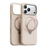 Torras Ostand Spin Silicone Magnetic 相機按鍵旋轉支架矽膠防摔手機殼 iPhone 17 Pro Max 沙漠金 + Insta II Master 高清滿版螢幕鋼化玻璃保護貼