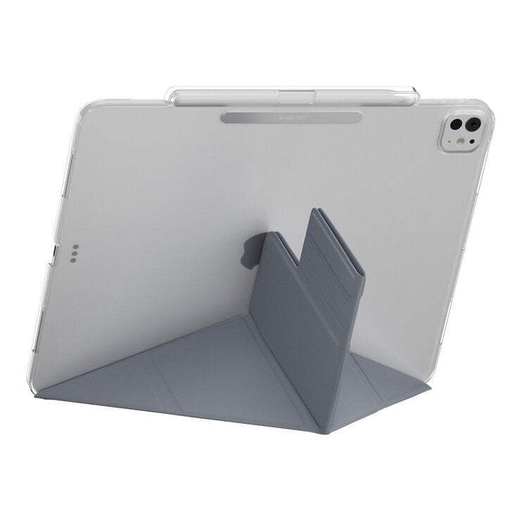 MAGEASY Facet 全方位支架透明背蓋保護套 (筆槽款) 適用於 2024 iPad Pro 13吋 阿拉斯加藍 MAGEASY Facet 全方位支架透明背蓋保護套 (筆槽款) 適用於 2024 iPad Pro 13吋 阿拉斯加藍