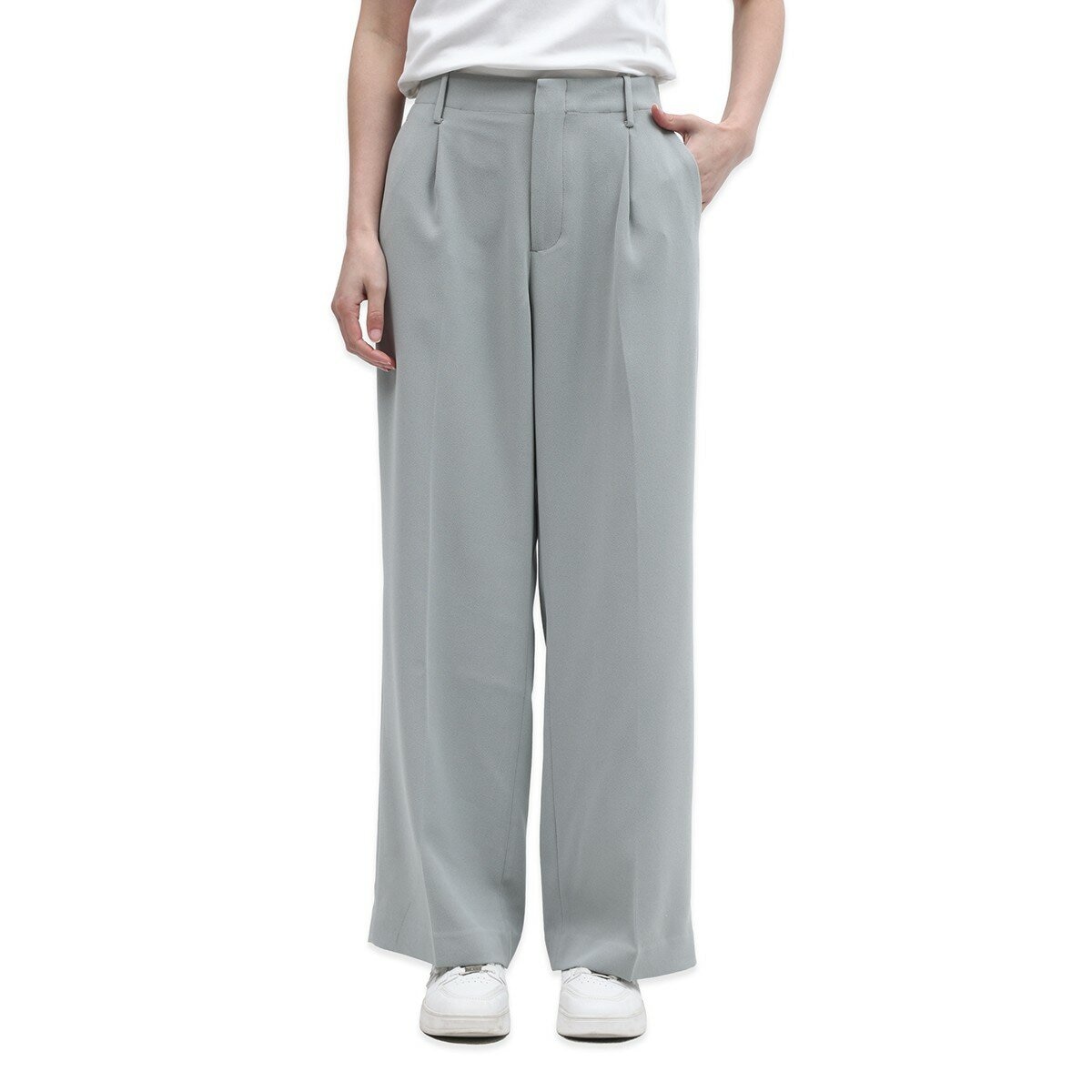 Advent 女寬直筒褲 灰白