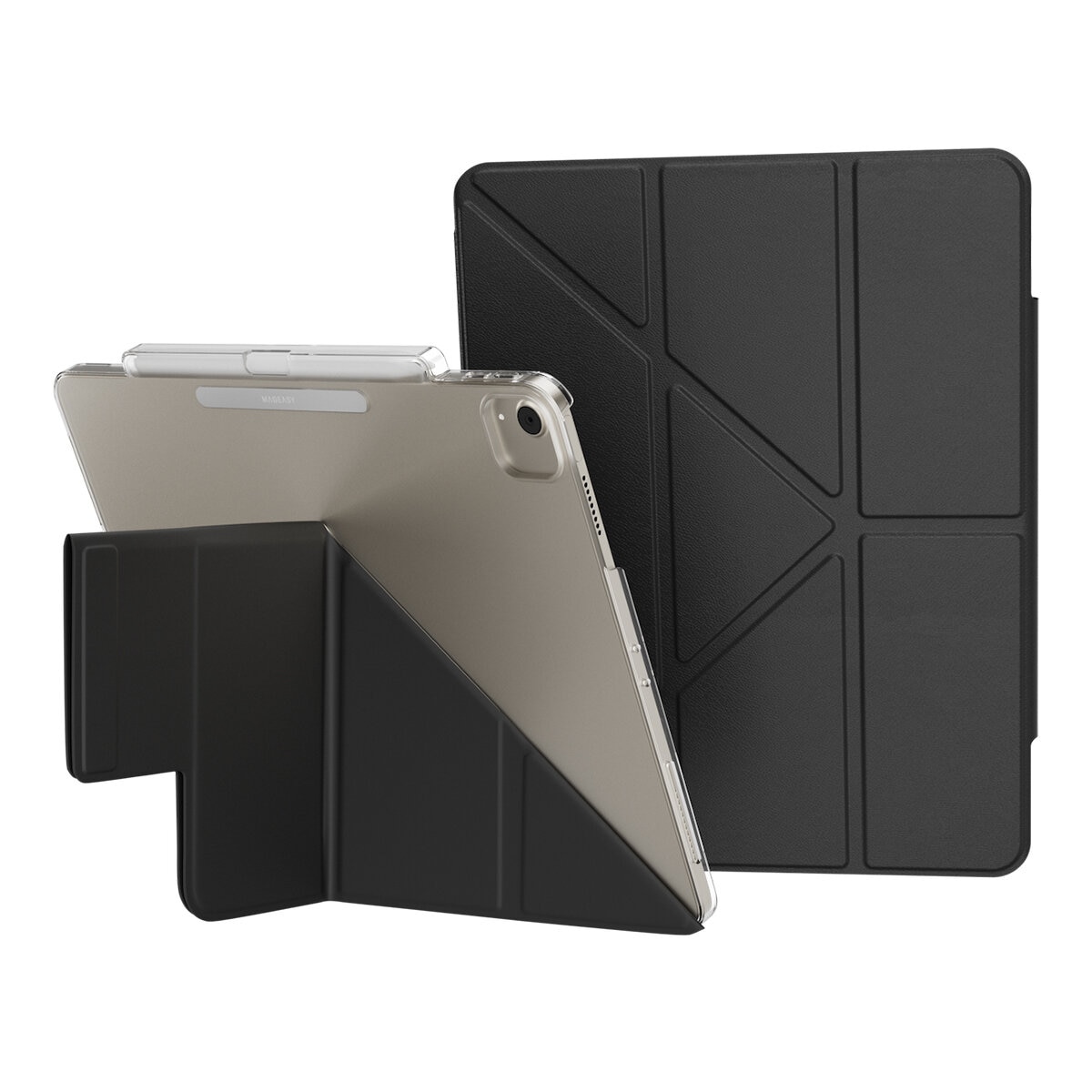 MAGEASY Facet 全方位支架透明背蓋保護套 (筆槽款) 適用於 2025 / M3 - 2024/ M2 iPad Air 13吋 & 2022 - 2020 iPad Pro 12.9吋