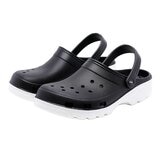 母子鱷魚 水陸雙色洞洞鞋 黑+白底