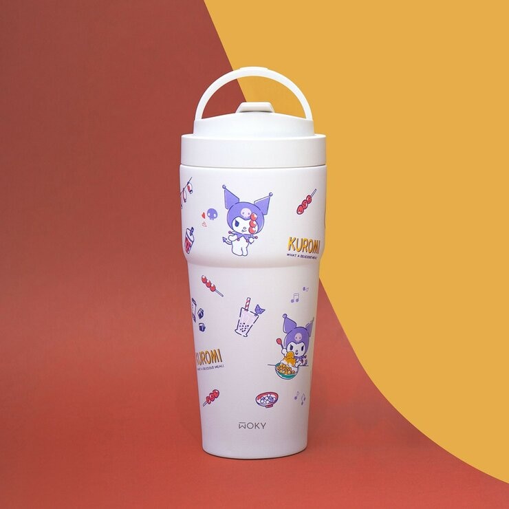 WOKY 沃廚 X 三麗鷗 渾圓杯鈦陶瓷保冷保溫杯 770毫升 X 2件組 Hello Kitty 經典黑 + 酷洛米 探索台灣味