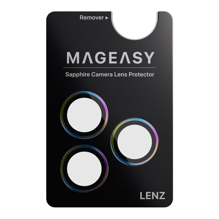 MAGEASY MagStand 360 M 磁吸旋轉支架防摔手機殼 iPhone 17 Pro(透明) + 鏡頭保護貼Lenz(炫彩) + Vetro 9H 鋼化玻璃保護膜