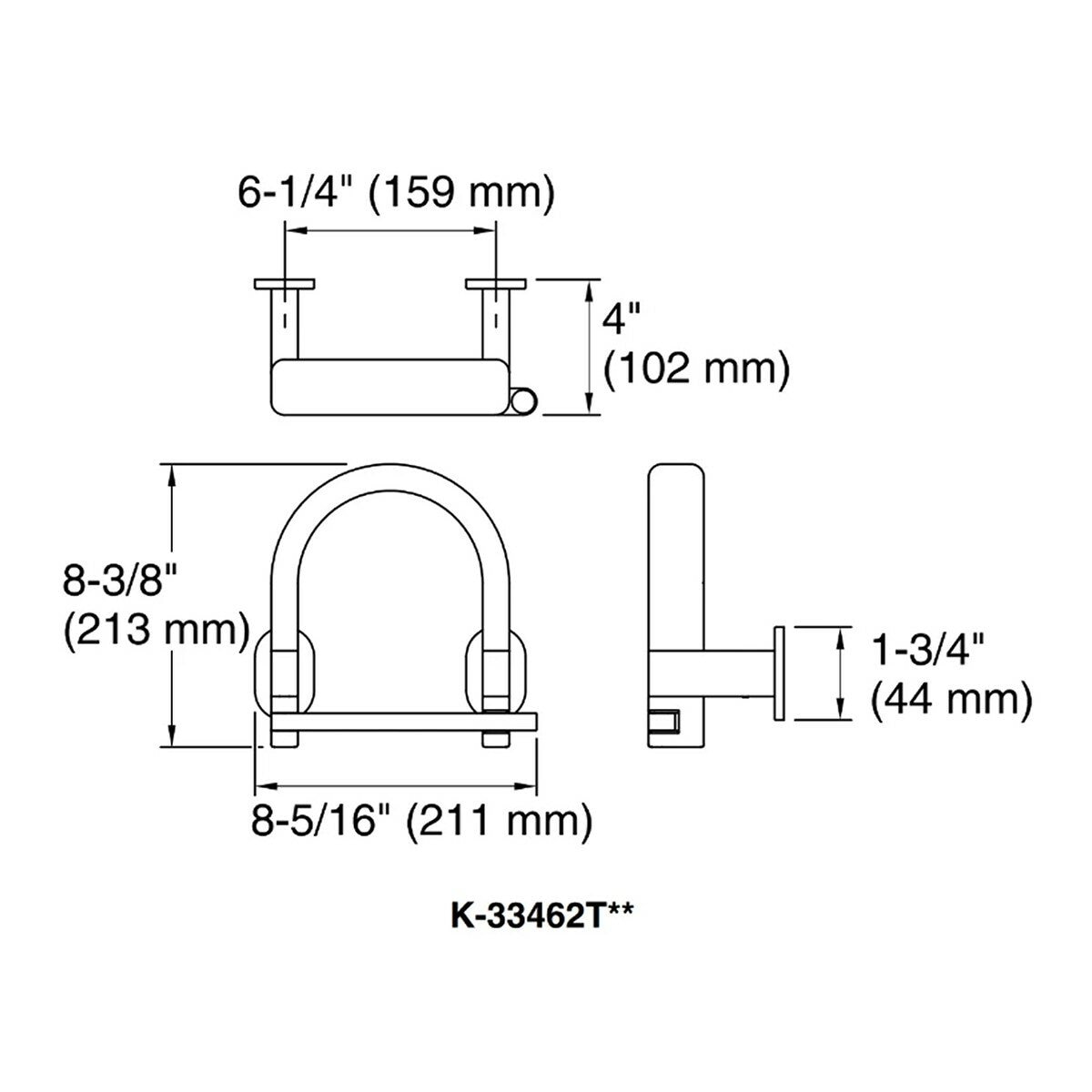 Kohler Belay 衛生紙架 帶扶手 鉻色