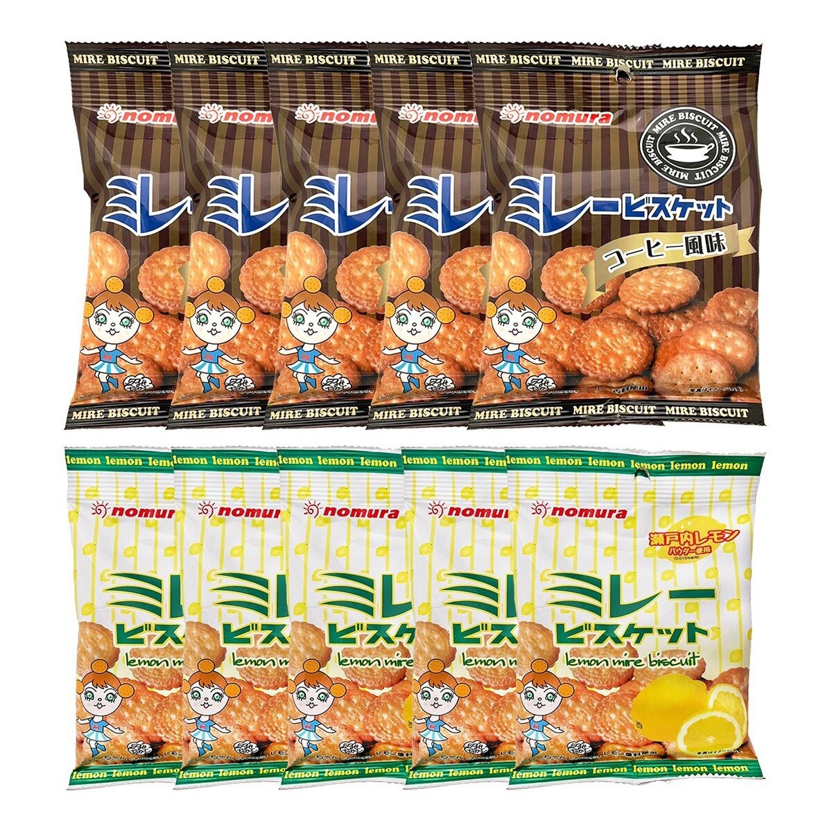 野村 煎豆美樂園餅 咖啡風味 / 檸檬風味 70公克 X 10包