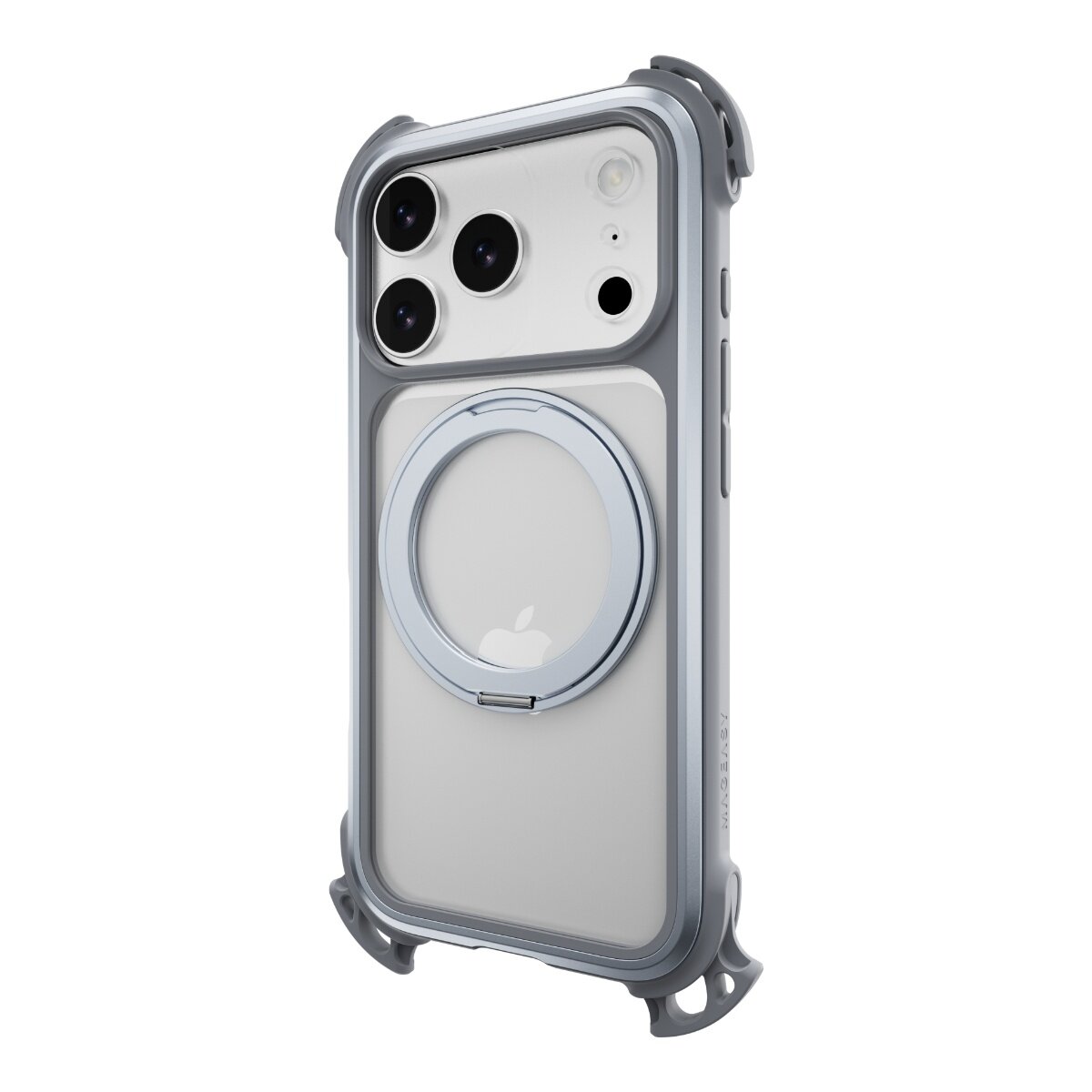 MAGEASY Odyssey Ultra M 終極防摔磁吸支架掛繩手機殼 iPhone 17 Pro(迷霧/岩石灰) + 鏡頭保護貼Lenz(珊瑚) + Vetro 9H 鋼化玻璃保護膜