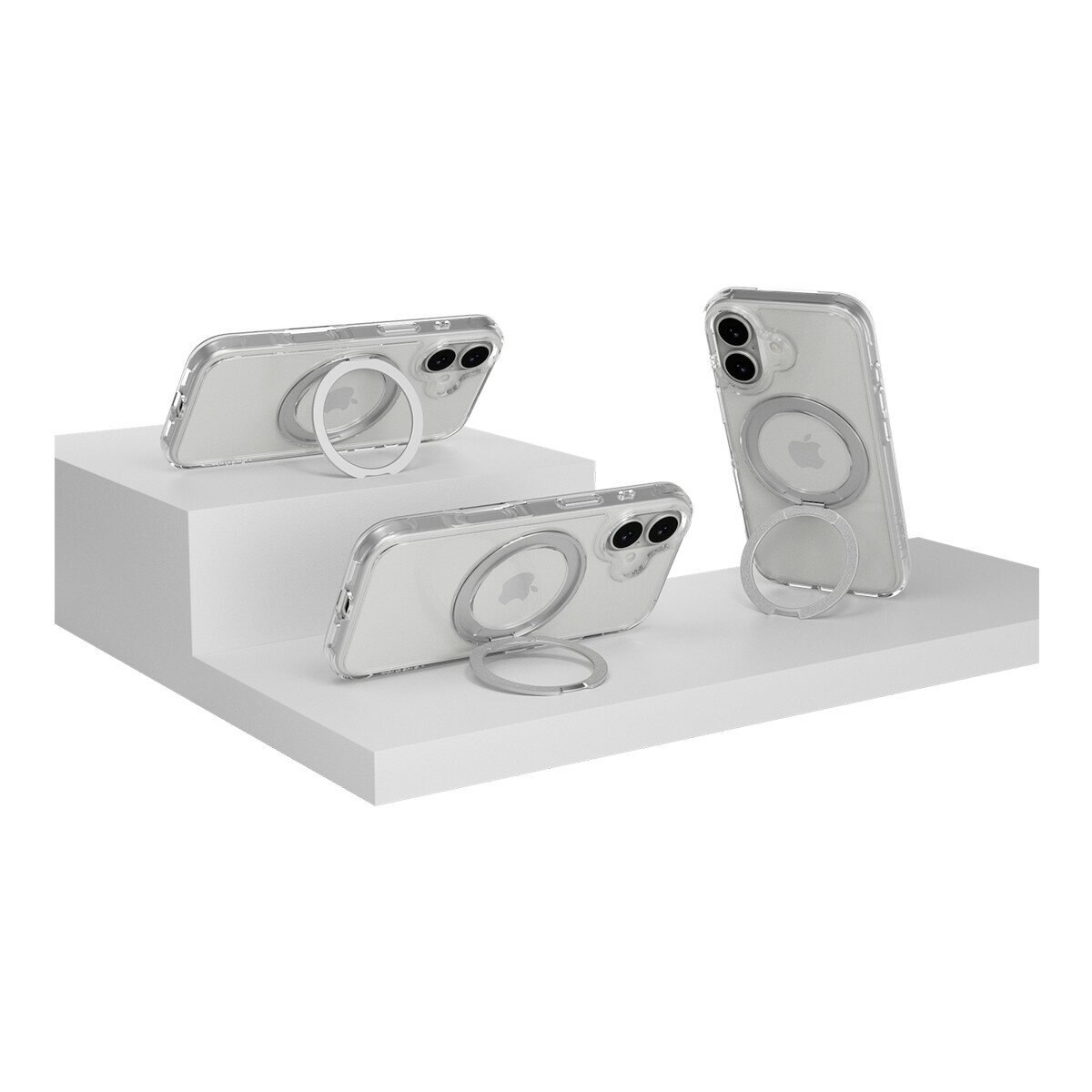 MAGEASY MagStand 360 M 磁吸旋轉支架防摔手機殼 iPhone 17 (透明) + 鏡頭保護貼Lenz(鼠尾草) + Vetro 9H 鋼化玻璃保護膜