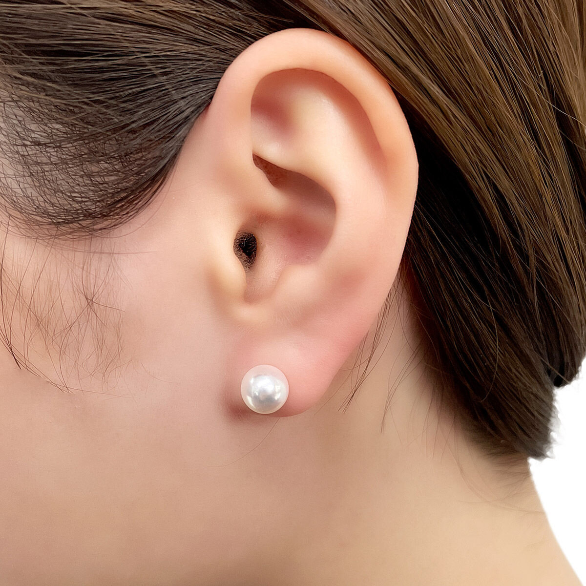 Tokyo Pearl 14K白K金 7.5公釐 - 8.0公釐 Akoya珍珠耳環