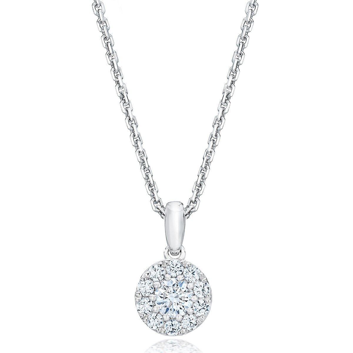 1克拉 14K白K金 圓形鑽石項鍊耳環組 VS2/I 1克拉 14K白K金 圓形鑽石項鍊耳環組 VS2/I