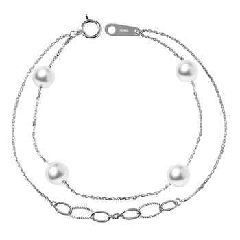 Tokyo Pearl 18K白K金 6.0公釐 - 6.5公釐 Akoya 珍珠手環