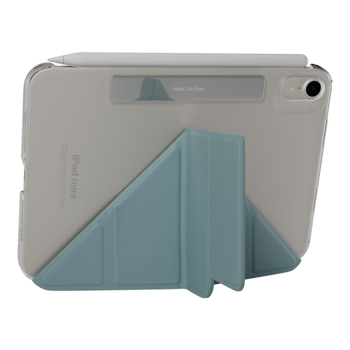 MAGEASY Facet 全方位支架透明背蓋保護套 iPad mini 7 2024 / A17 Pro / iPad mini 6 2021 寧靜藍