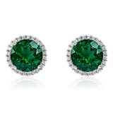 0.44克拉 綠寶石圓形鑽石耳環 VS2/I