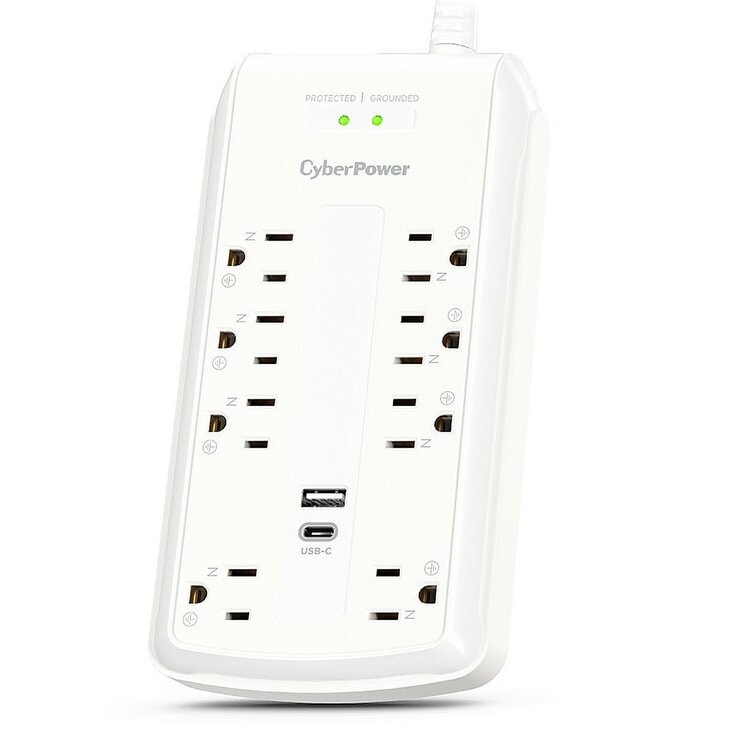 CyberPower 防突波 8 插座 2 USB 充電延長線