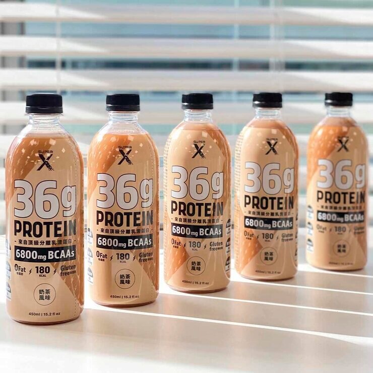 Super X Whey Protein Shake Plus Milk Tea Flavor 450 ml X 24-Count