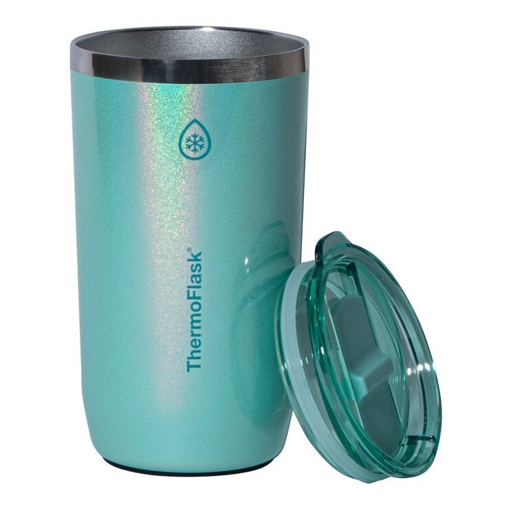 ThermoFlask 不鏽鋼保冷保溫馬克杯 含吸管 474毫升 X 2件組 紫+綠 ThermoFlask 不鏽鋼保冷保溫馬克杯 含吸管 474毫升 X 2件組 紫+綠