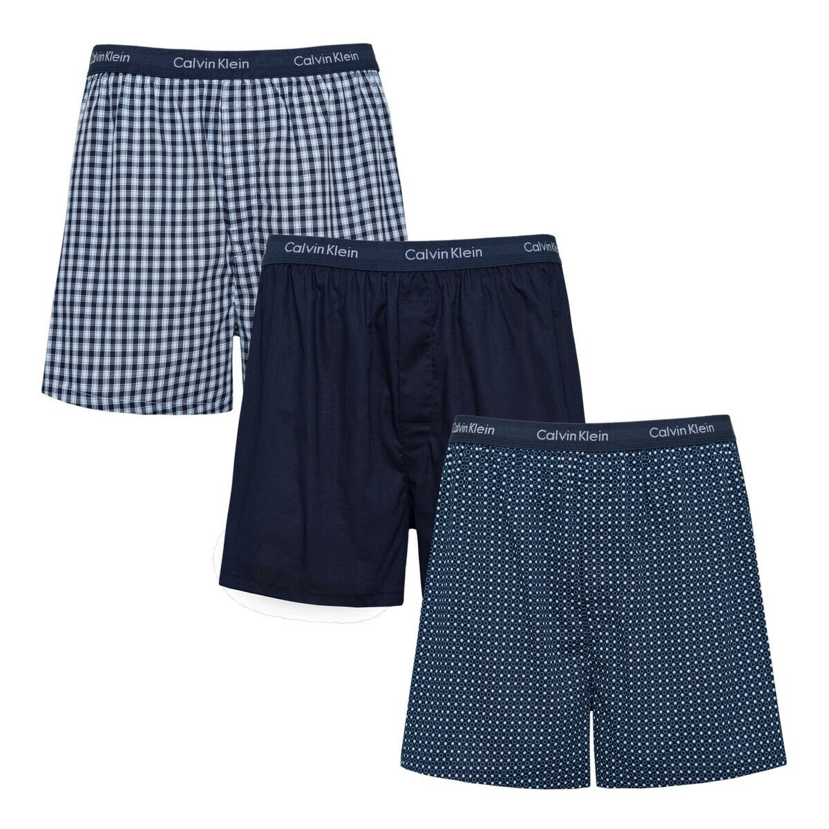 Calvin Klein 男純棉平口褲3入組 S 藍