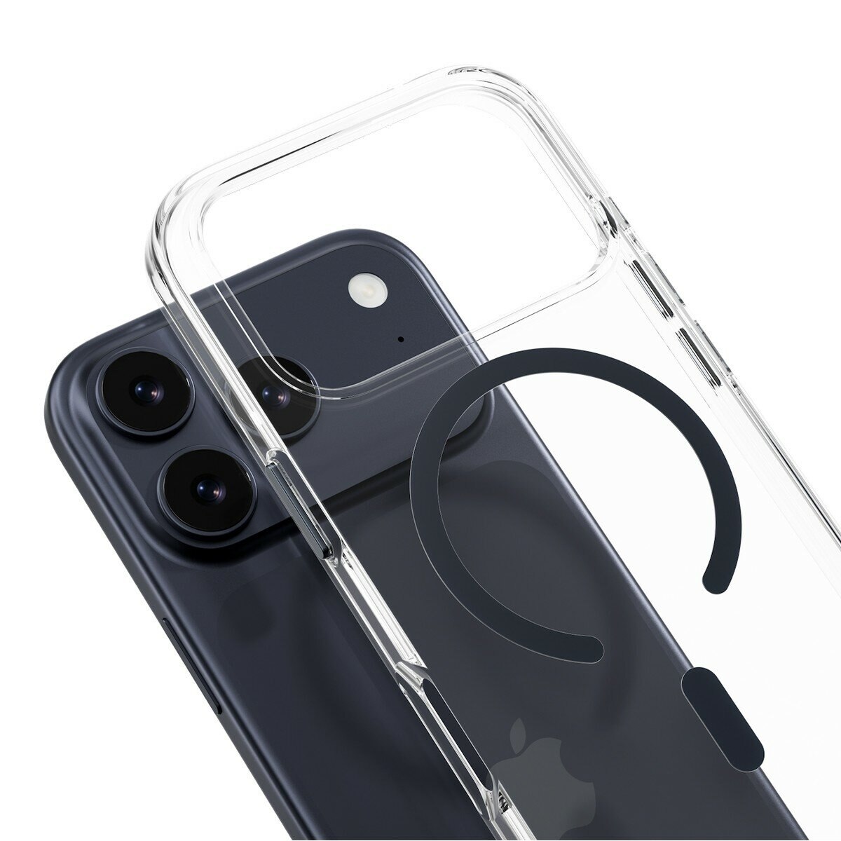MAGEASY Bright M 不發黃軍規磁吸透明殼 iPhone 17 Pro(午夜磁圈) + 鏡頭保護貼Lenz(炫彩) + Vetro 9H 鋼化玻璃保護膜