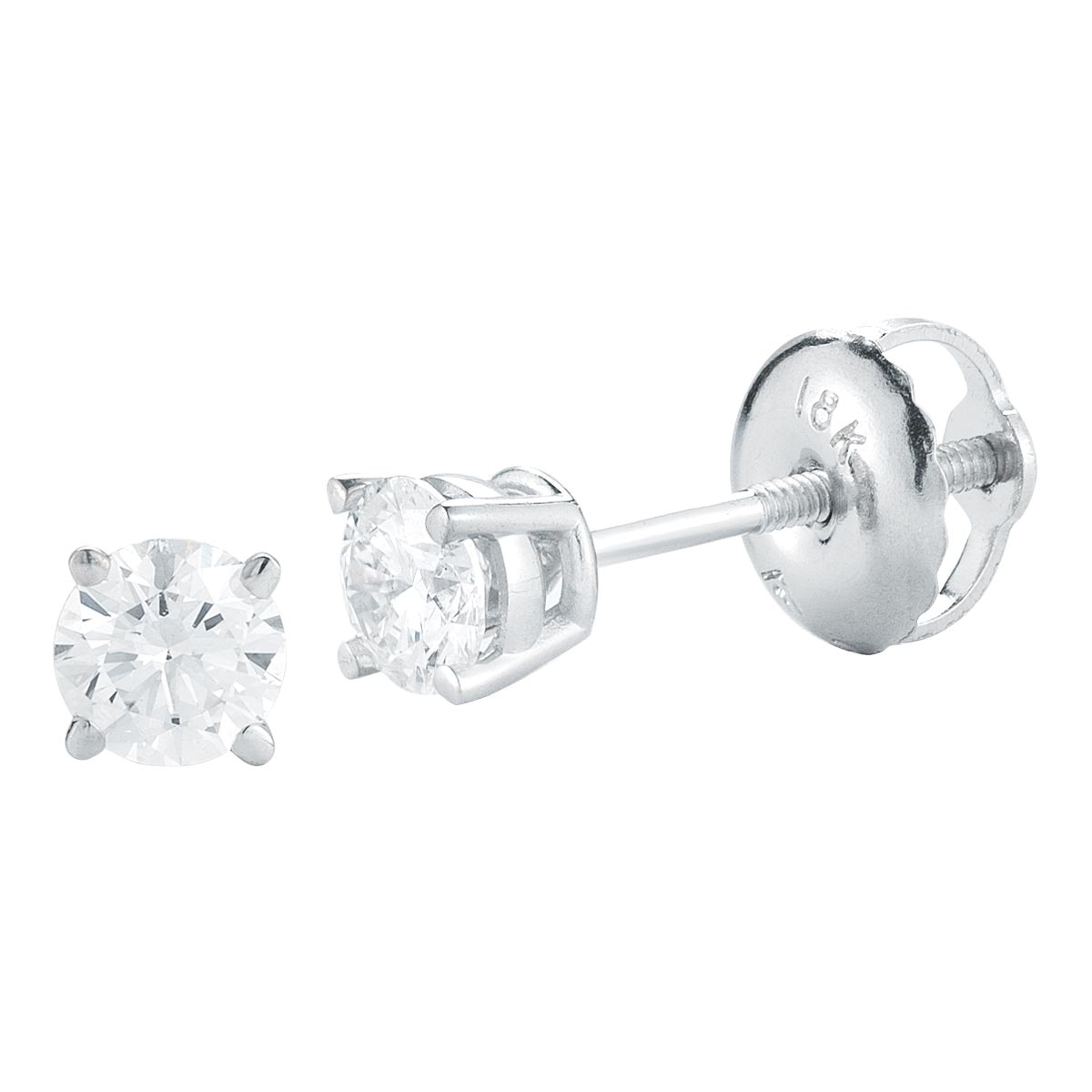 0.23克拉 18K白K金 圓形鑽石耳環 VS2/I