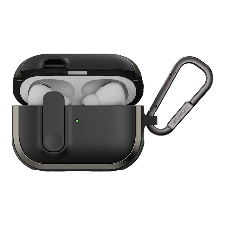 MAGEASY Odyssey 抗衝擊磁扣手繩耳機殼 AirPods Pro 1 & 2 金屬黑