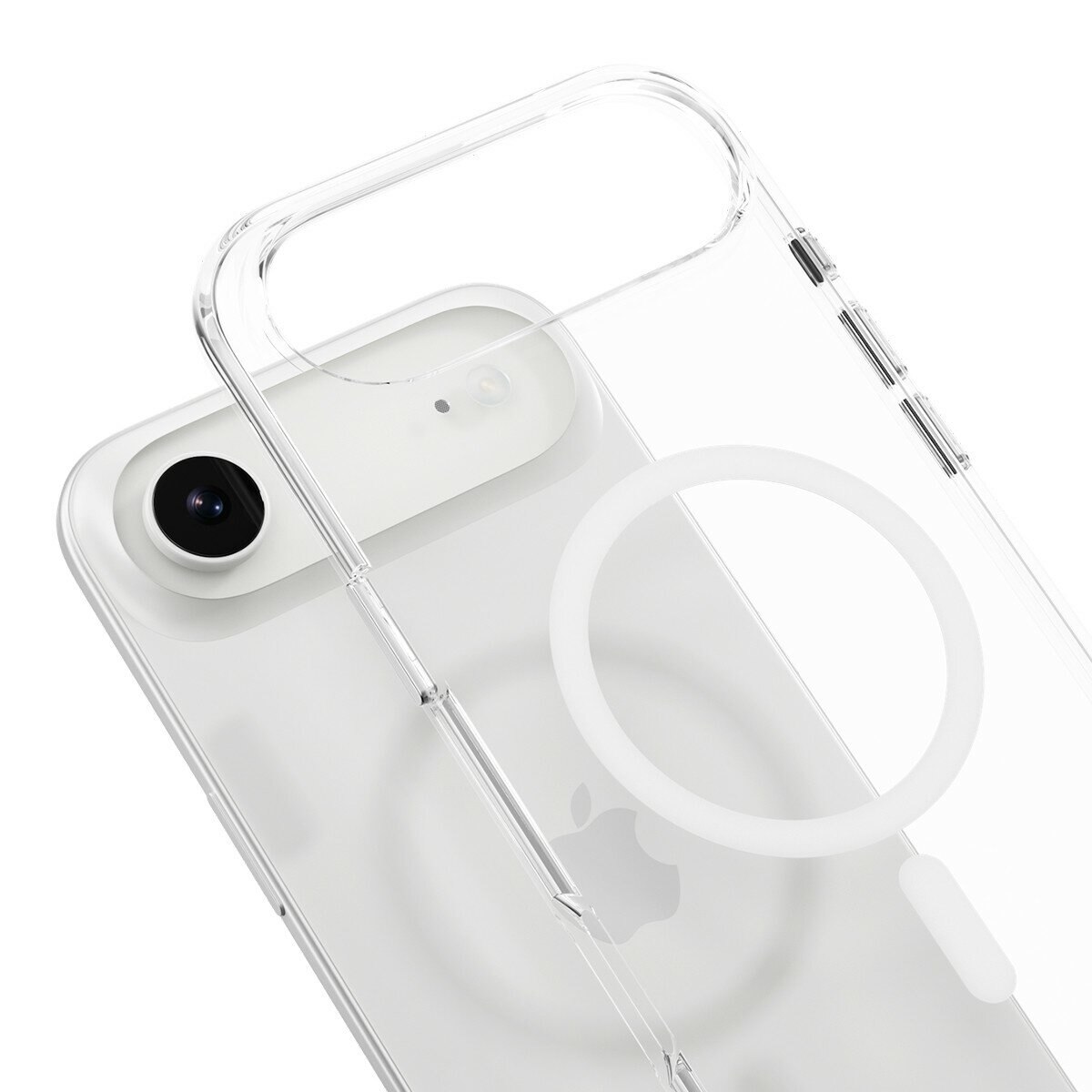 MAGEASY Bright M 不發黃軍規磁吸透明殼 iPhone Air (白磁圈) + 鏡頭保護貼Lenz(雲霧) + Vetro 9H 鋼化玻璃保護膜