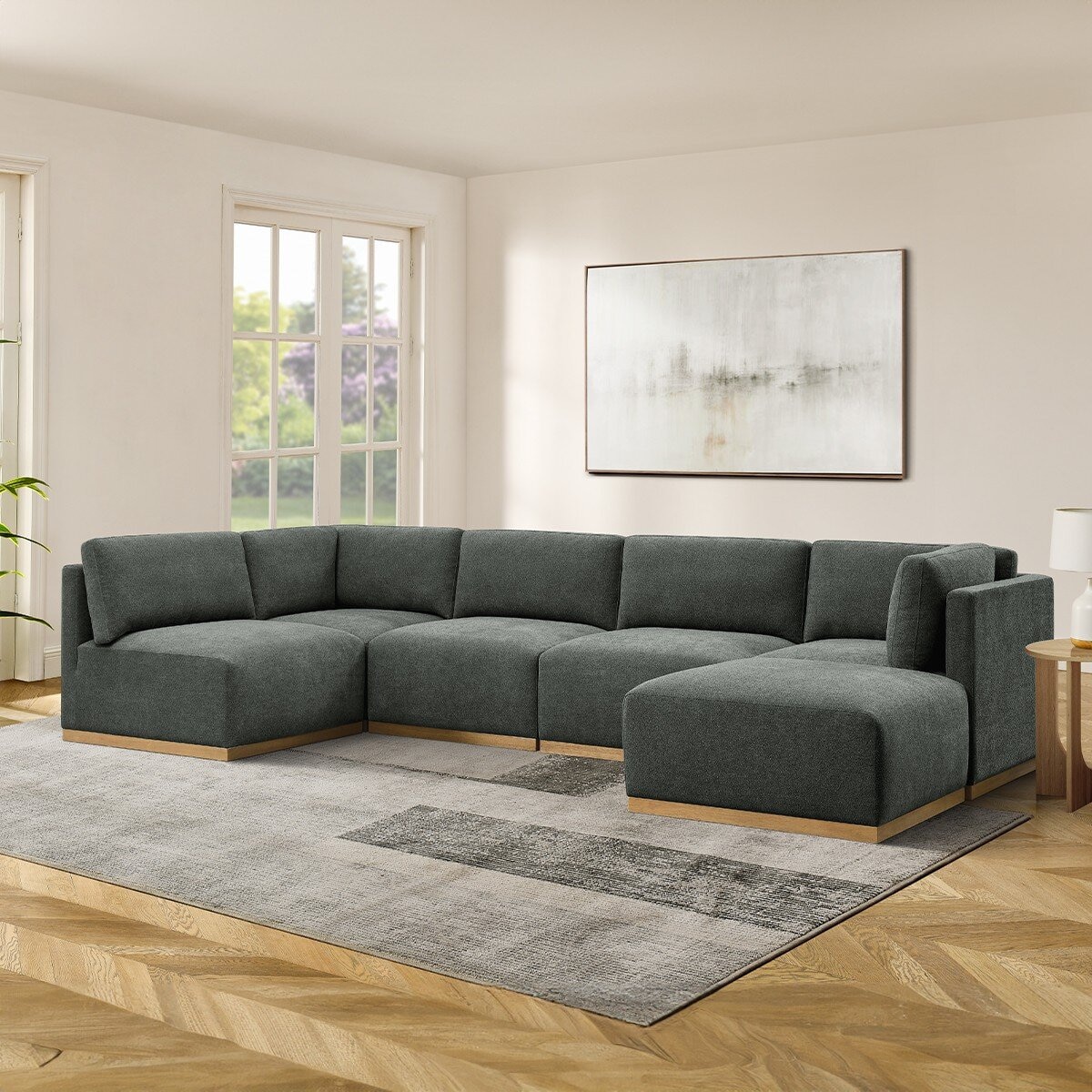 Henredon 布面模塊沙發六件組 灰色