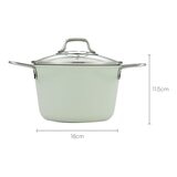 Edelkochen 不鏽鋼雙耳鍋具 含玻璃上蓋4件組 綠色