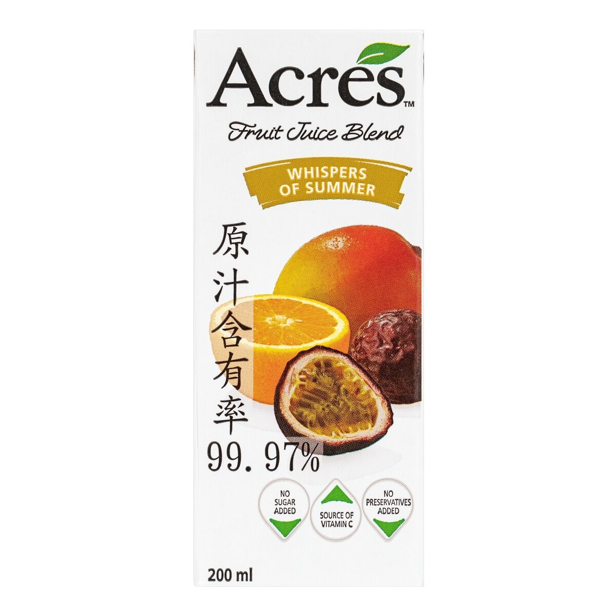 Acres 柳橙百香果綜合果汁 200毫升 X 24入