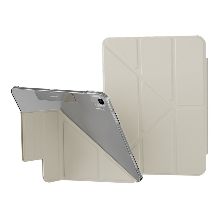 MAGEASY Facet 全方位支架透明背蓋保護套 適用於 2024 iPad Air 11吋 2025 M3 / 2024 M2 星光白