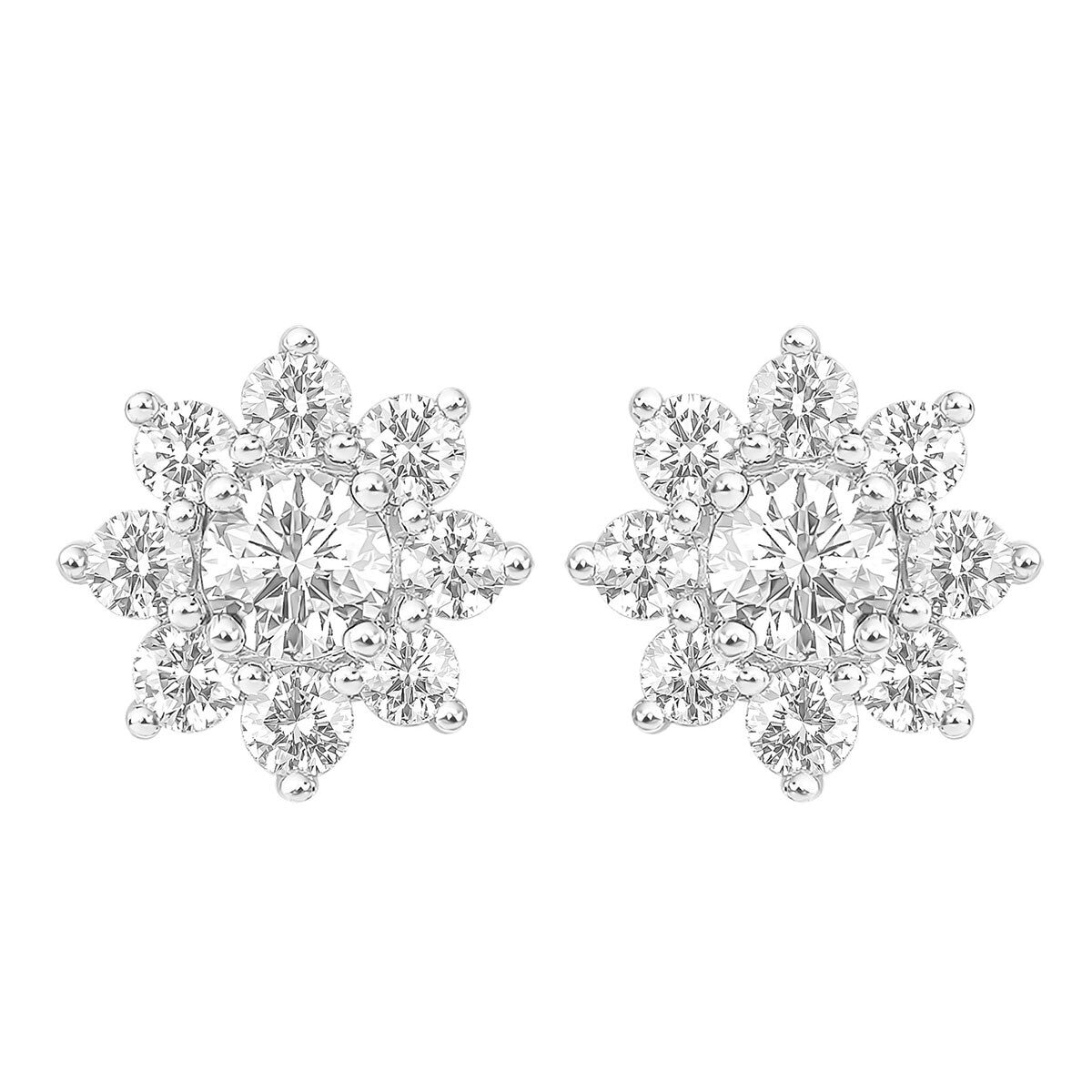 0.75克拉 14K白K金 圓形鑽石耳環 VS2/I