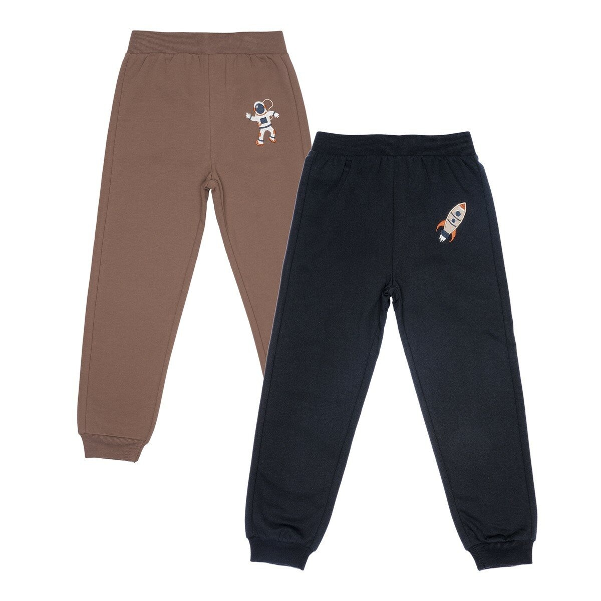Pekkle 兒童運動長褲二件組 外太空 棕/黑