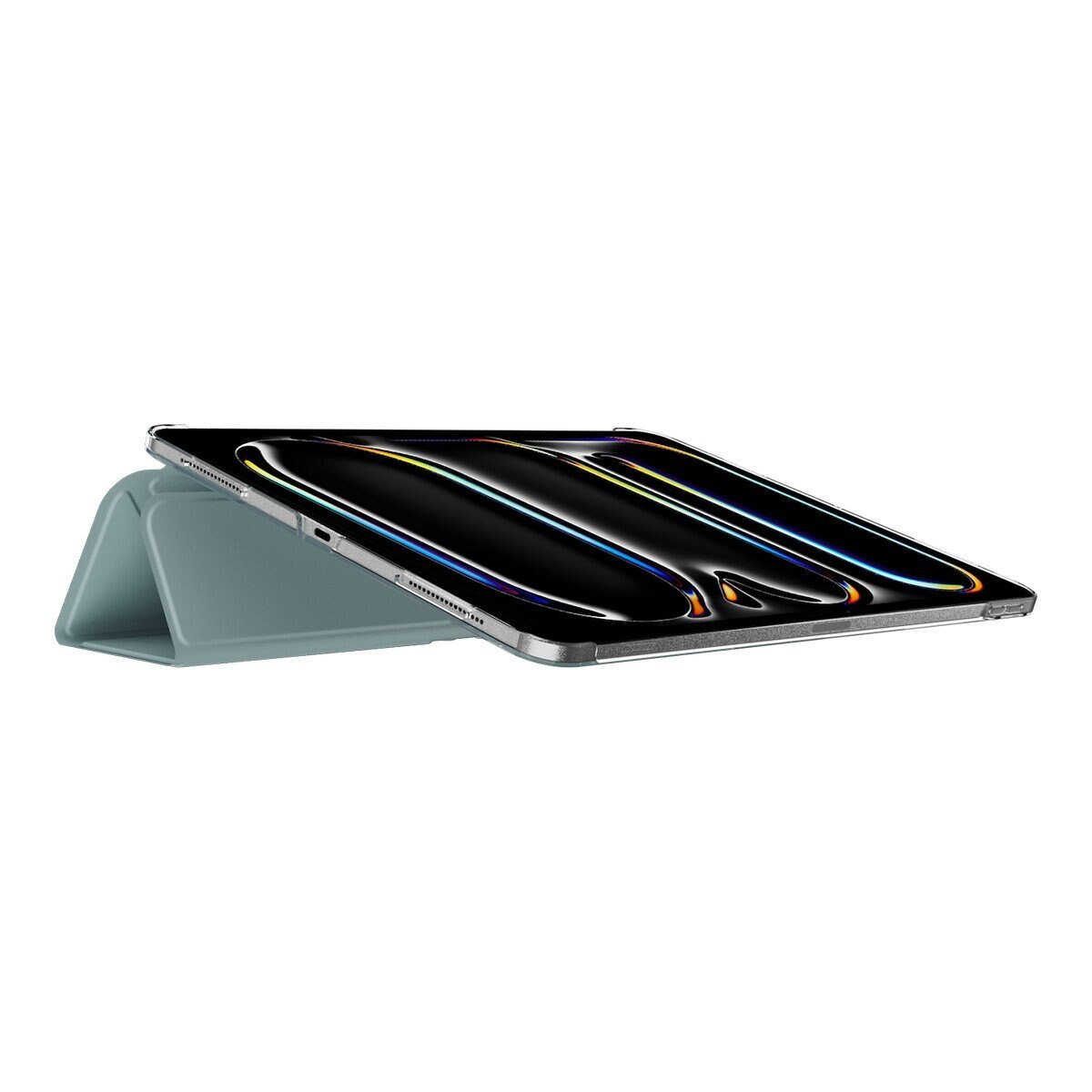 MAGEASY Facet 全方位支架透明背蓋保護套 2024 iPad Pro 13吋 寧靜藍