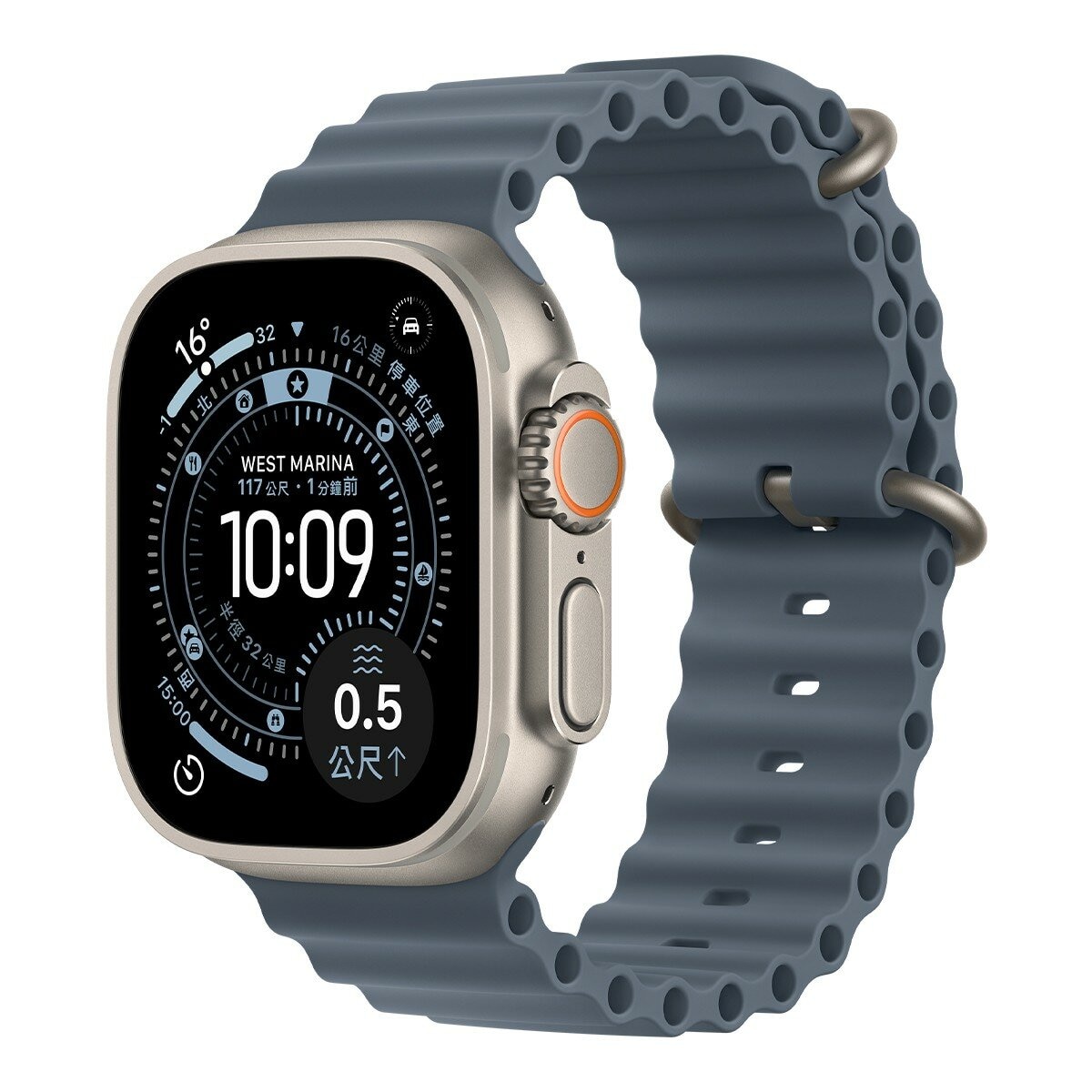 Apple Watch Ultra 3 GPS + 行動網路 49公釐 原色鈦金屬錶殼 附錨藍色海洋錶帶 Apple Watch Ultra 3 GPS + 行動網路 49公釐 原色鈦金屬錶殼 附錨藍色海洋錶帶