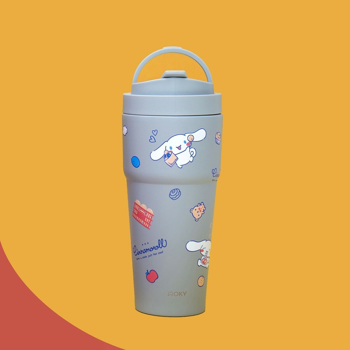 WOKY 沃廚 X 三麗鷗 渾圓杯鈦陶瓷保冷保溫杯 770毫升 X 2件組 Hello Kitty 俏麗粉 + 大耳狗 蹦跳玩台灣