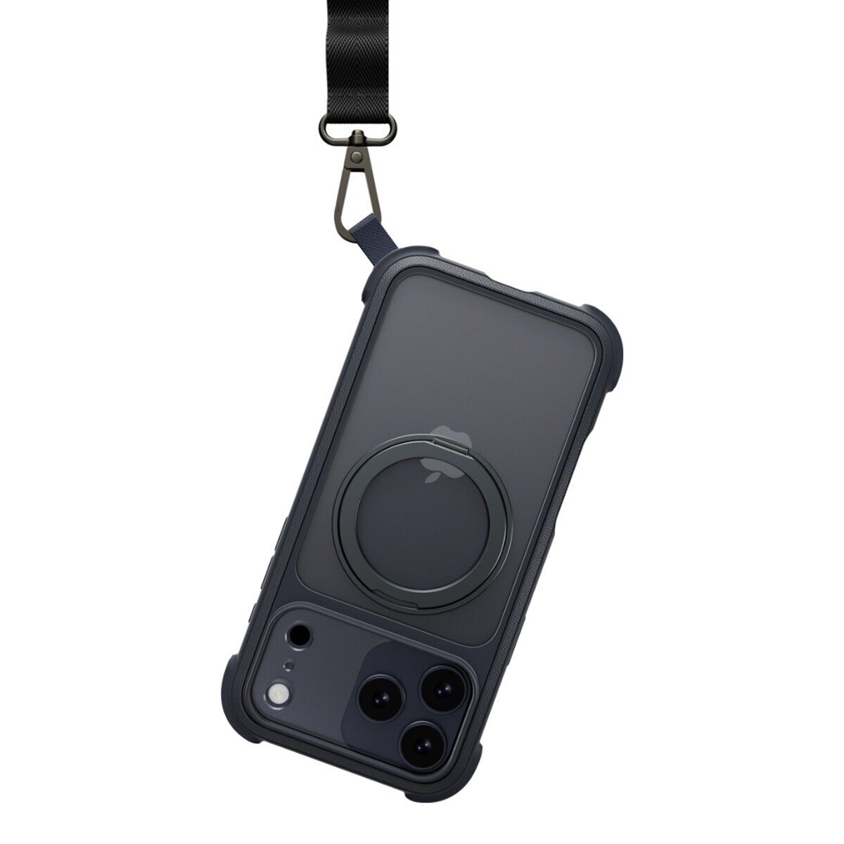MAGEASY Odyssey Stand M 超軍規防摔磁吸支架手機殼 iPhone 17 Pro Max(皮革午夜) + 鏡頭保護貼Lenz(白色) + Vetro 9H 鋼化玻璃保護膜