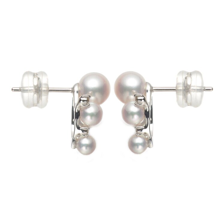 Tokyo Pearl 0.1克拉 18K白K金 3.5公釐 - 6.0公釐 Akoya珍珠鑽石耳環 - 139123