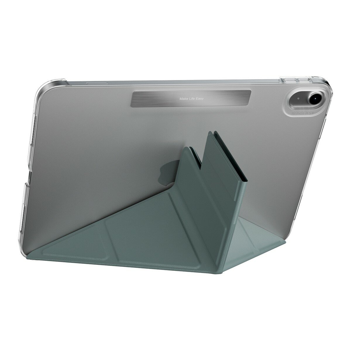 MAGEASY Facet 全方位支架透明背蓋保護套 for 2022 iPad 10 & 2025 iPad A16 深水青