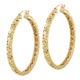 14K黃K金 鑽石切割圈型耳環