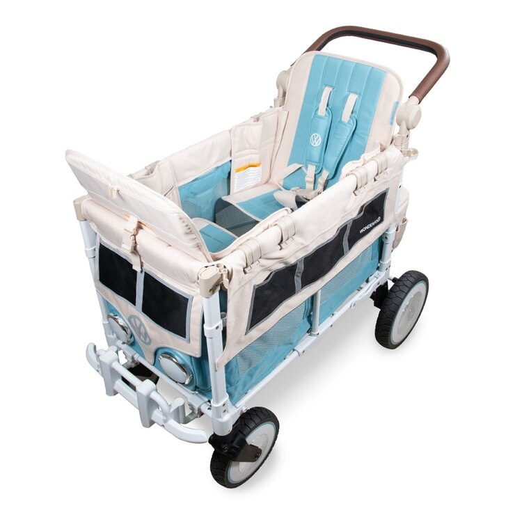 Wonderfold VW2 福斯聯名款雙人座推車 附防水地墊及折疊購物籃 邦迪藍