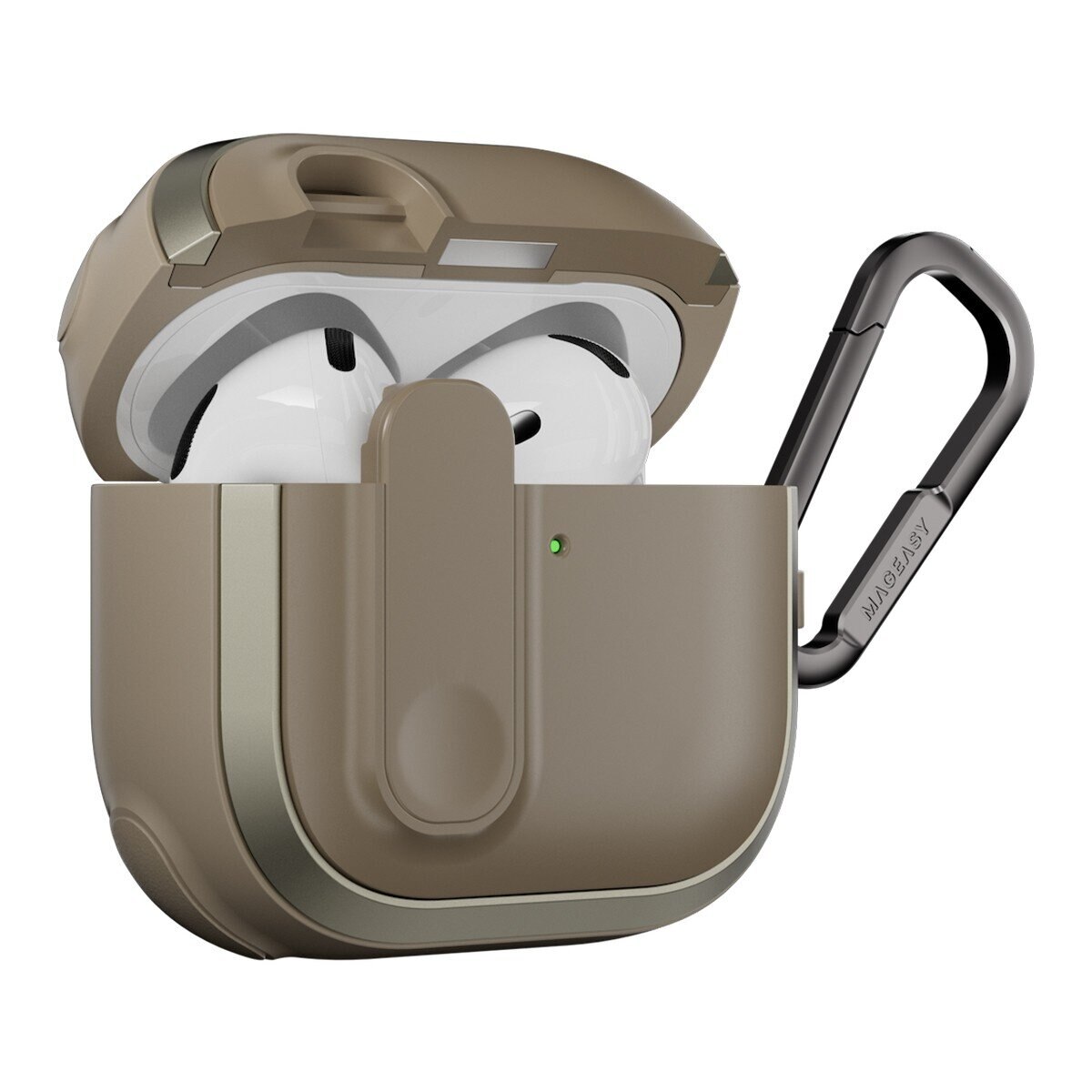 MAGEASY Odyssey 抗衝擊磁扣手繩耳機殼 AirPods 4 金屬沙 MAGEASY Odyssey 抗衝擊磁扣手繩耳機殼 AirPods 4 金屬沙
