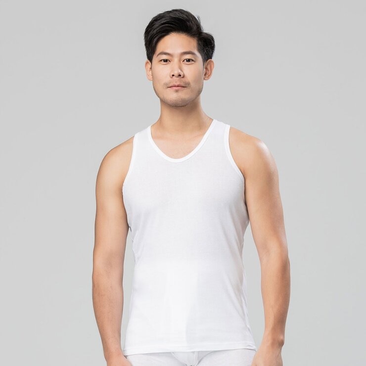 三槍 宜而爽 男無袖上衣 3入 白 M