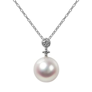 Tokyo Pearl 18K白K金 6.0公釐 - 6.5公釐 Akoya 珍珠鑽石項鍊