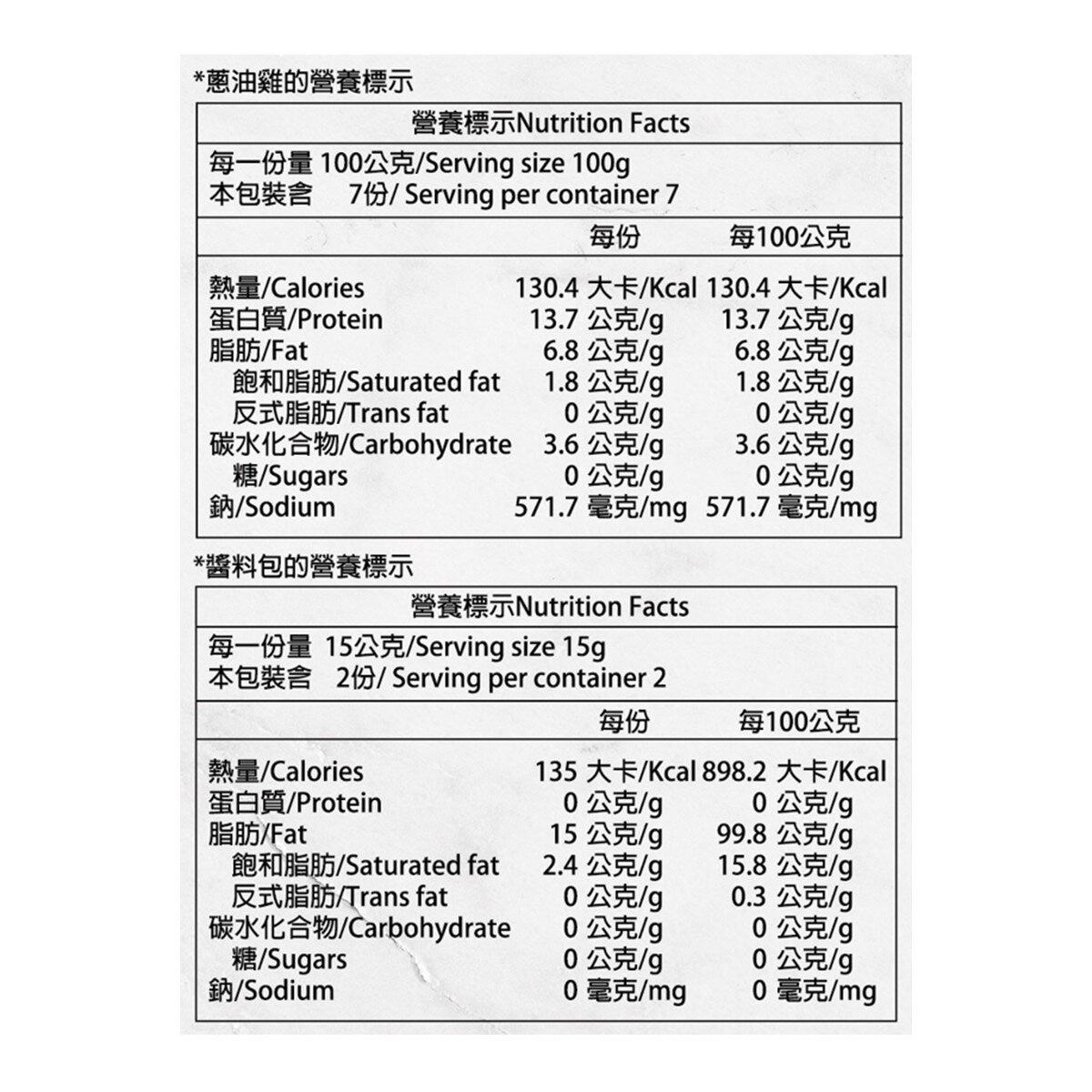 YJC 元進莊部分去骨蔥油雞600公克STEAMED HALF CHICKEN