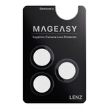 MAGEASY Bright M 不發黃軍規磁吸透明殼 iPhone 17 Pro(午夜磁圈) + 鏡頭保護貼Lenz(午夜) + Vetro 9H 鋼化玻璃保護膜