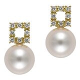 Tokyo Pearl 0.12克拉 18K黃K金 7.0公釐 - 7.5公釐 Akoya 珍珠耳環