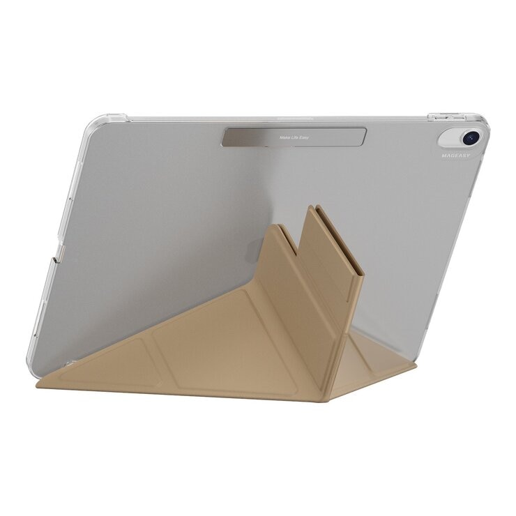 MAGEASY Facet 全方位支架透明背蓋保護套 適用於 2024 iPad Air 13吋 2025 M3 / 2024 M2 奶茶色