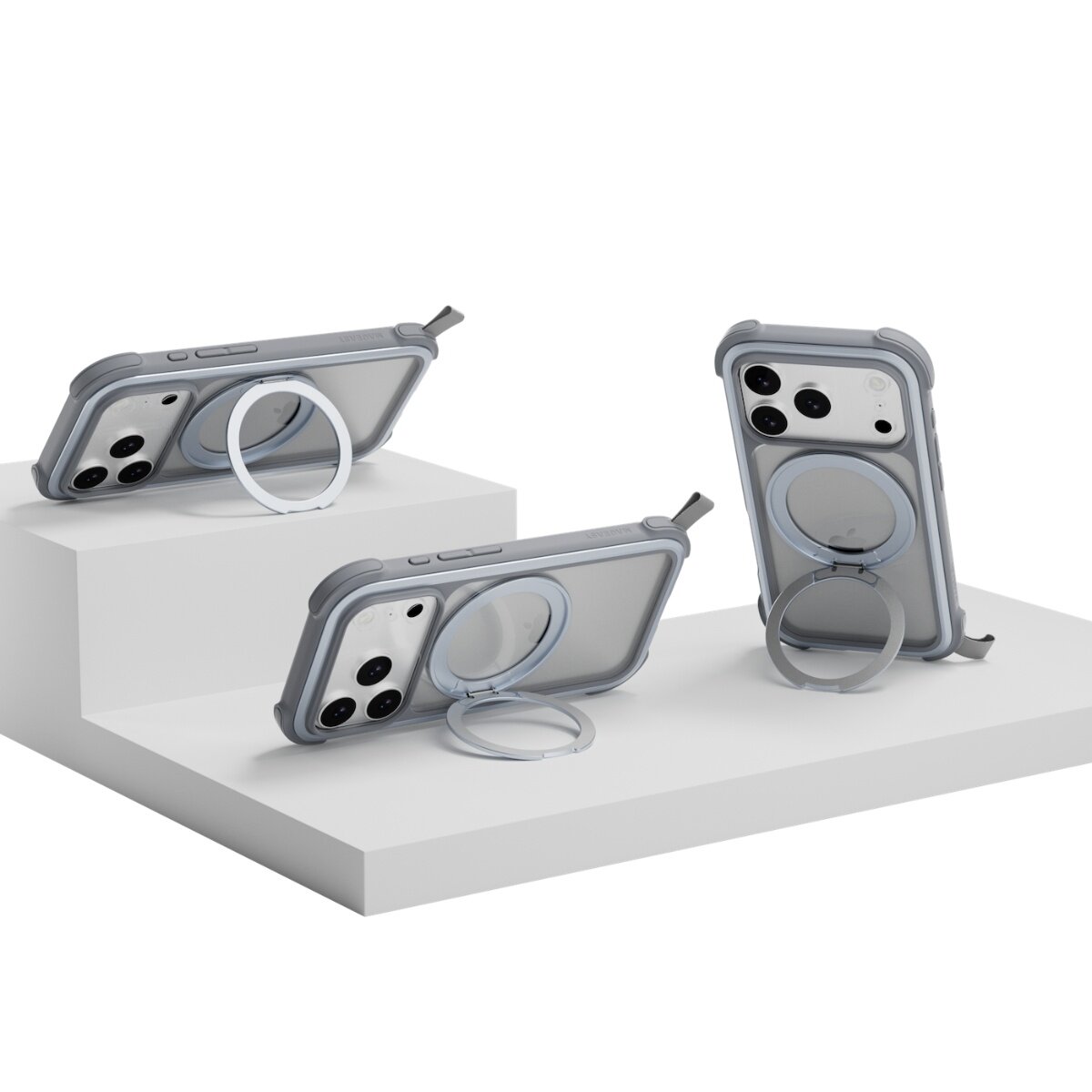 MAGEASY Odyssey Stand M 超軍規防摔磁吸支架手機殼 iPhone 17 Pro(迷霧) + 鏡頭保護貼Lenz(炫彩) + Vetro 9H 鋼化玻璃保護膜