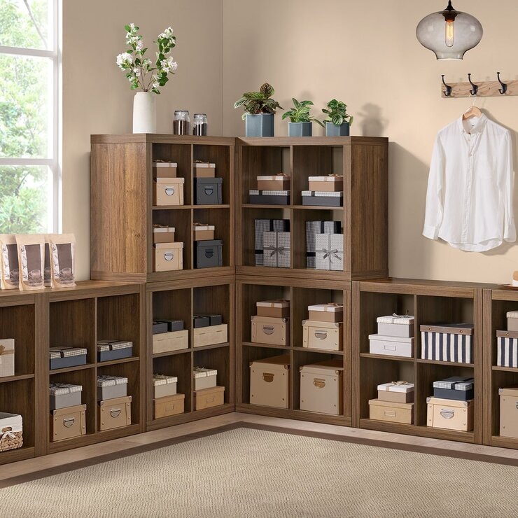 Bayside Furnishings 四格櫃2入 附8個儲物籃 79公分